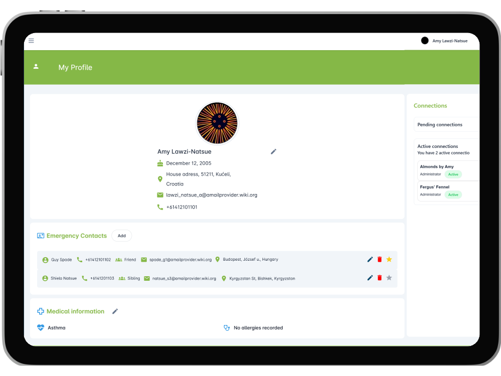 A venue's detail screen displayed on a tablet.